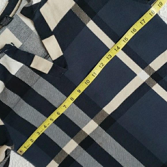 Lildy Button Sleeve Tunic Plaid Blue and Cream, Size  S-M - Picture 13 of 16